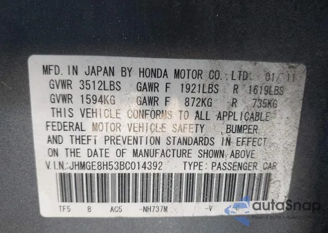 2011 Honda Fit Sport z USA, uszkodzony, nr VIN JHMGE8H53BC014392